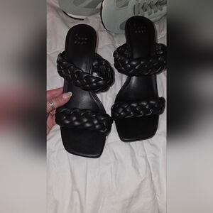 a new day Black Braided Double-Strap Slide Heels